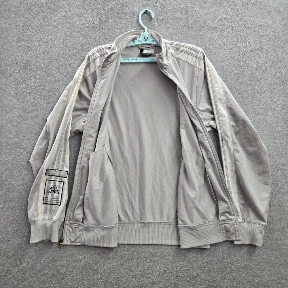 VINTAGE‎ Adidas Men Jacket M Gray Logo Embroidery Track Classic Stripe Y2K